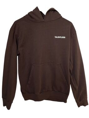 TALENTLESS Brown Logo Long Sleeve Hooded Cotton Sweatshirt Hoodie. Small.